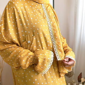 Buka imej dalam pertunjukan slaid, bynfitri polka dot mustard raudah prayer robe
